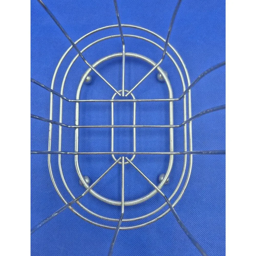 Chrome Oval Fruit Basket Raised Ball Feet Coiled Wire Handles 12x8x5.5